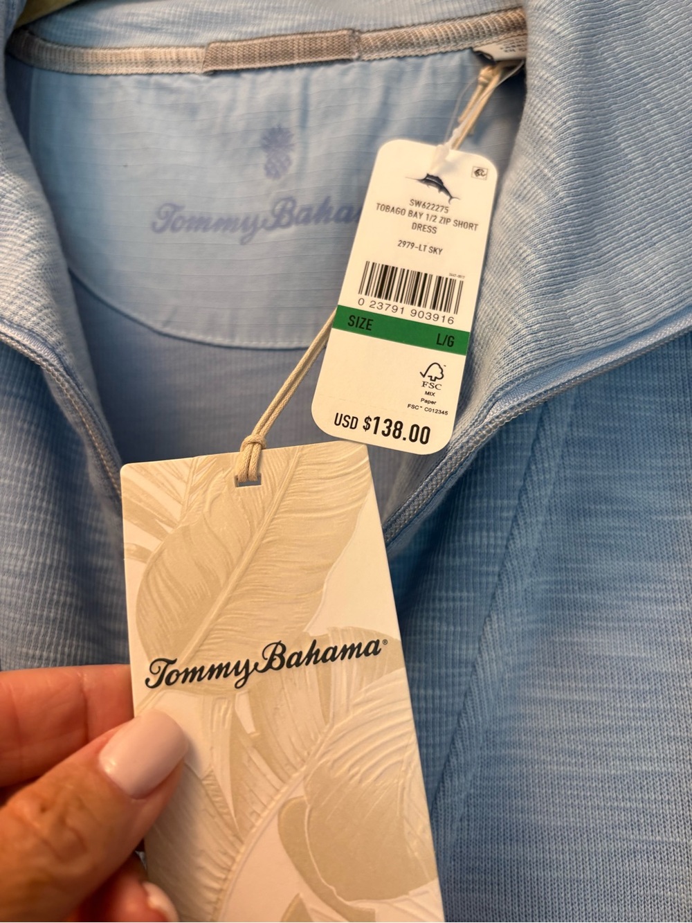 Tommy Bahama Sky Blue Short Zip Polo Dress - Picture 8 of 8